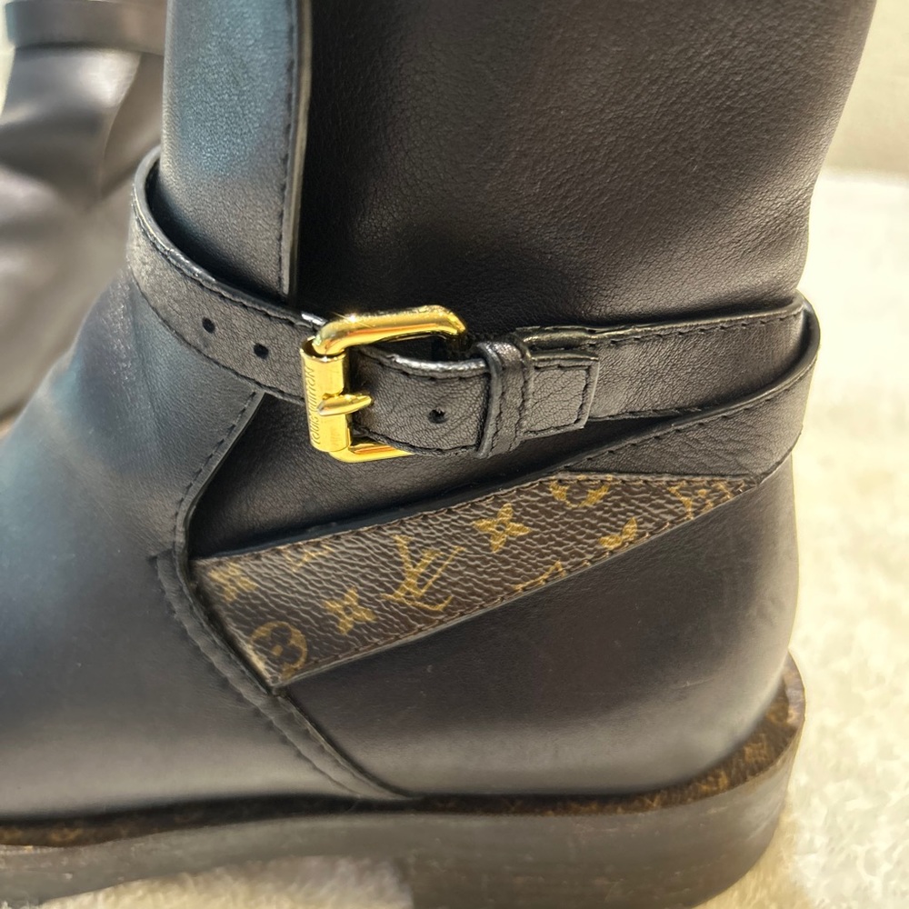 Black Louie Vuitton Combat Boots